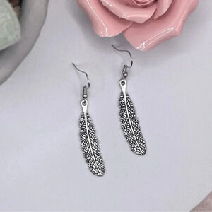 1 LEFT! Silver Feather Earrings